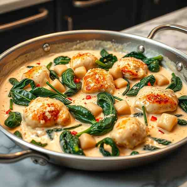 One-Pan Creamy Spinach Chicken - 30-Min Dinner